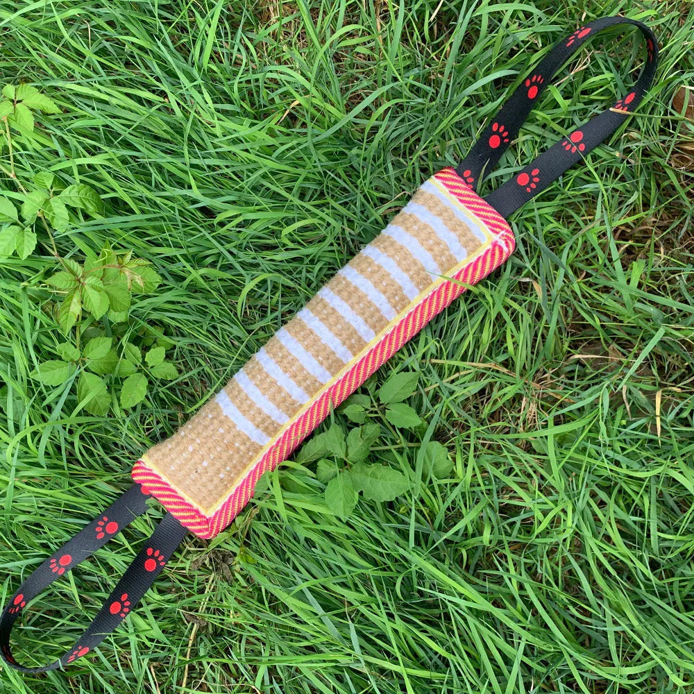 30cm coarse hemp dog biting stick in yellow colour for training and teething