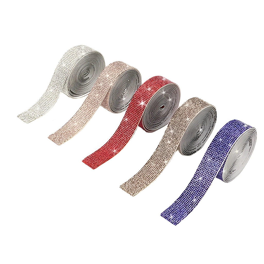 Self-adhesive electroplated glass water drill strip in long strip shape for clothing and shoe decoration