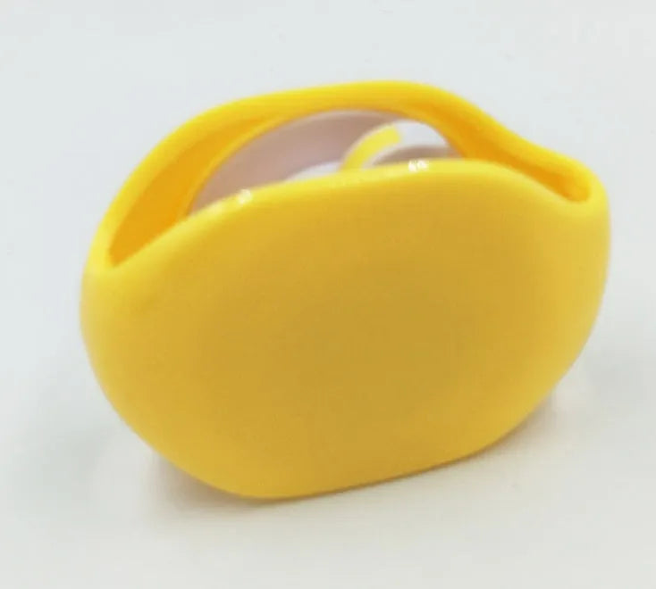 Automatic earphone cable retractor winder in multiple colours on a white background.