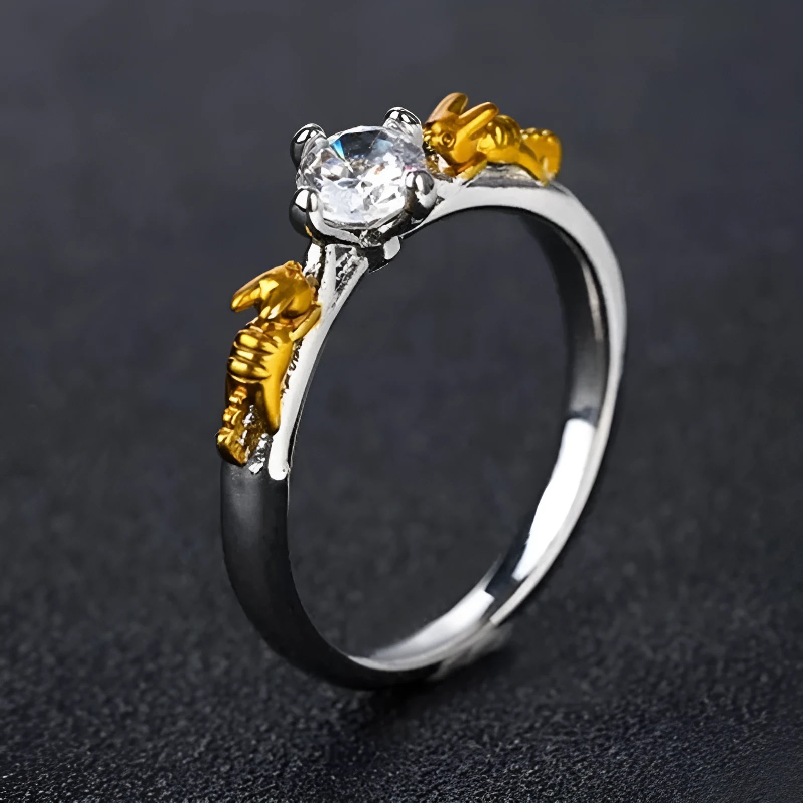 Black gold copper crown design crystal ring for cosplay and unisex festival jewellery.
