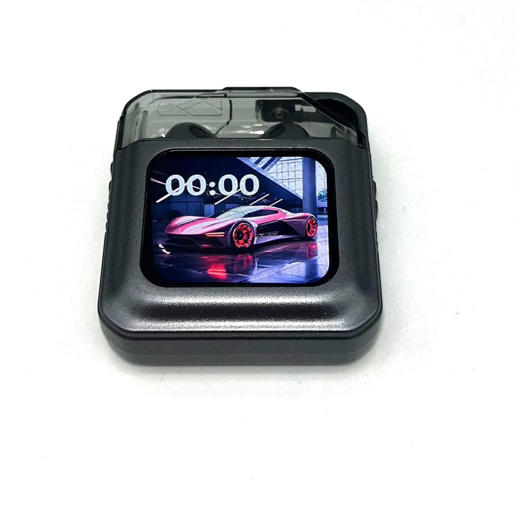Grey and white active noise reduction Bluetooth headset with colour screen display