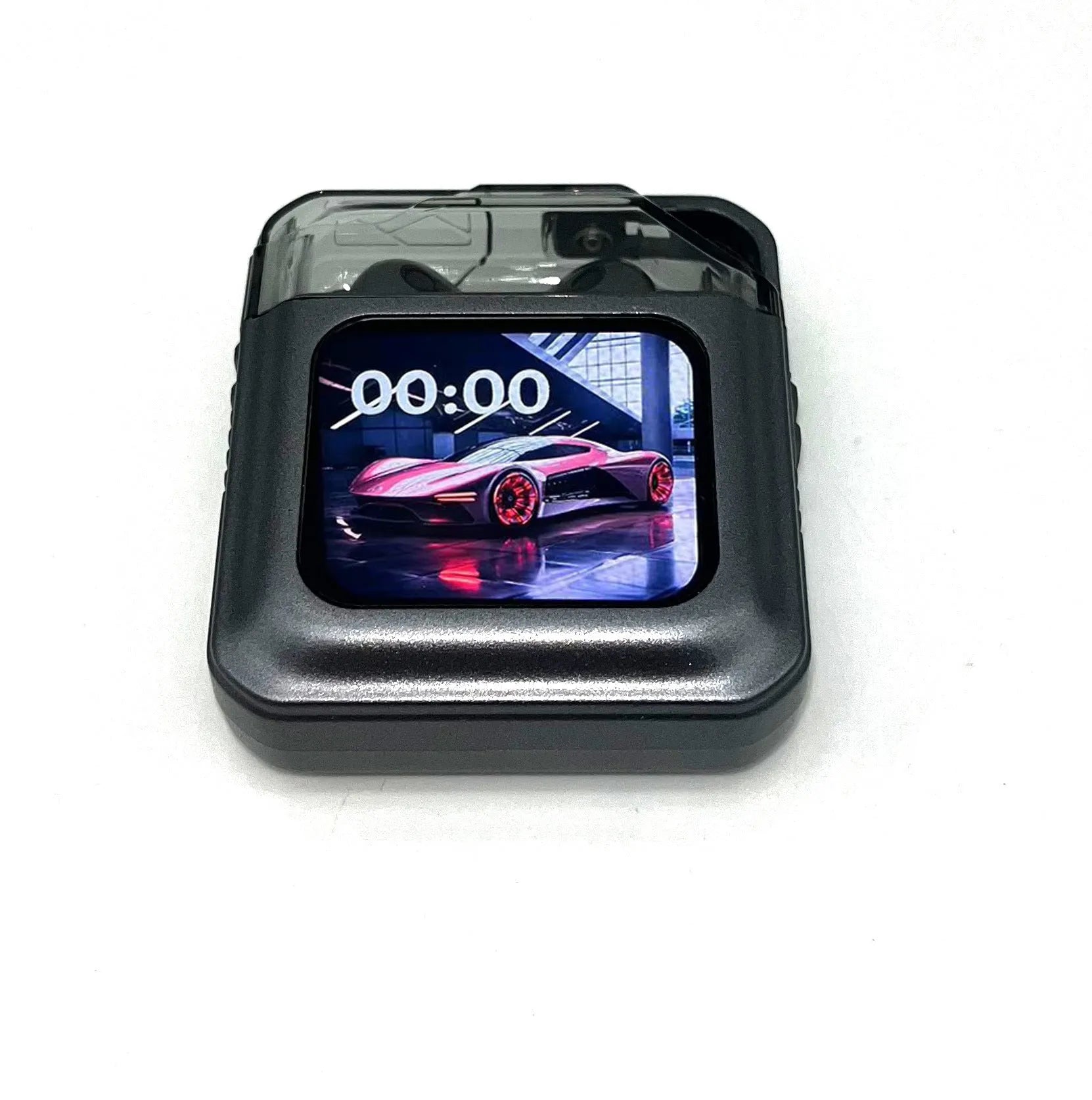 Grey and white active noise reduction Bluetooth headset with colour screen display