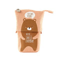 Korean-style round canvas pencil case with cartoon animal design measuring 19cm