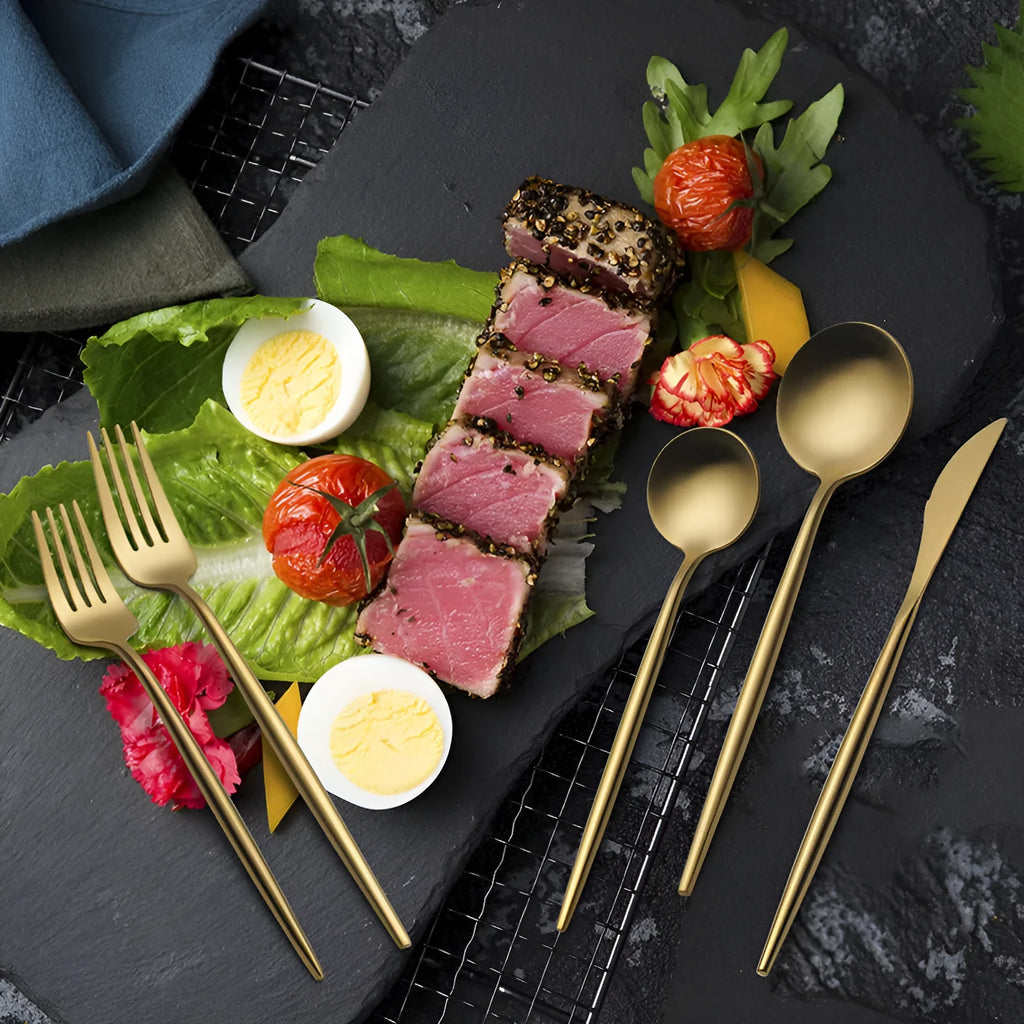 Stainless steel 5-piece steak knife set in solid colour with multi-color options for Western tableware