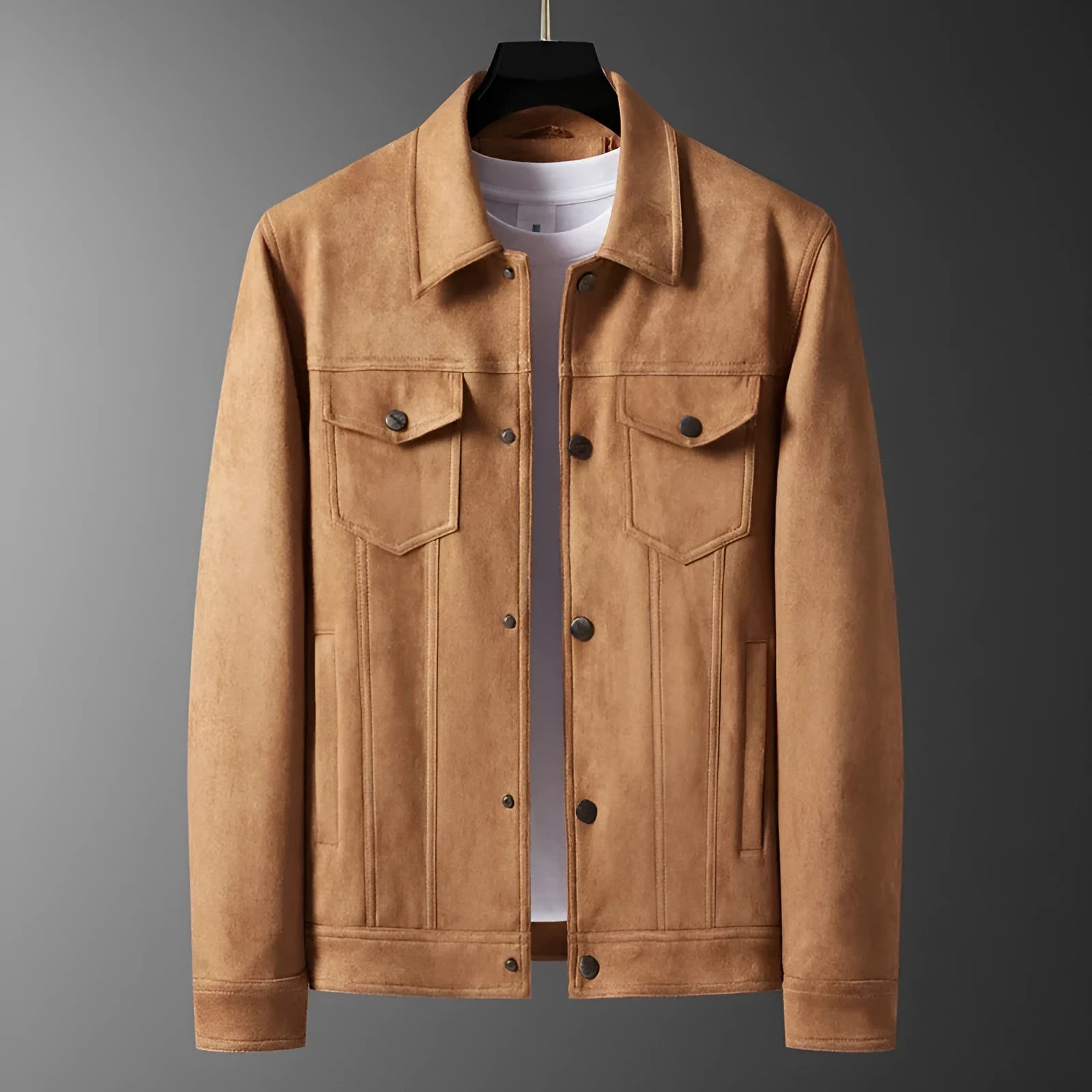 Men's spring suede jacket in solid colour with raglan sleeves and 3D pocket, slim fit, army green