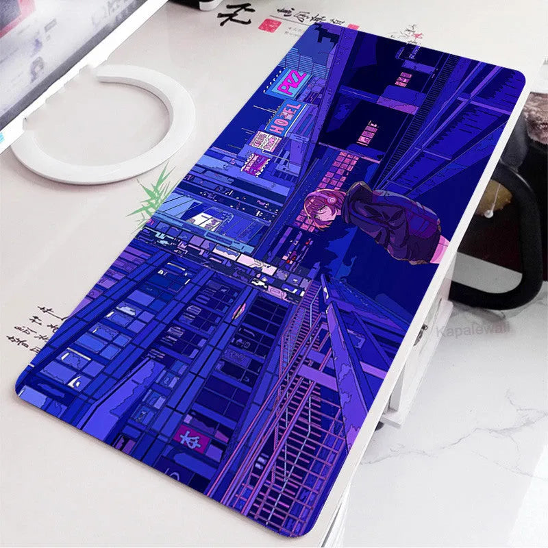 All black extra long mouse pad 300x800x3mm rubber cloth surface for keyboard and desk use