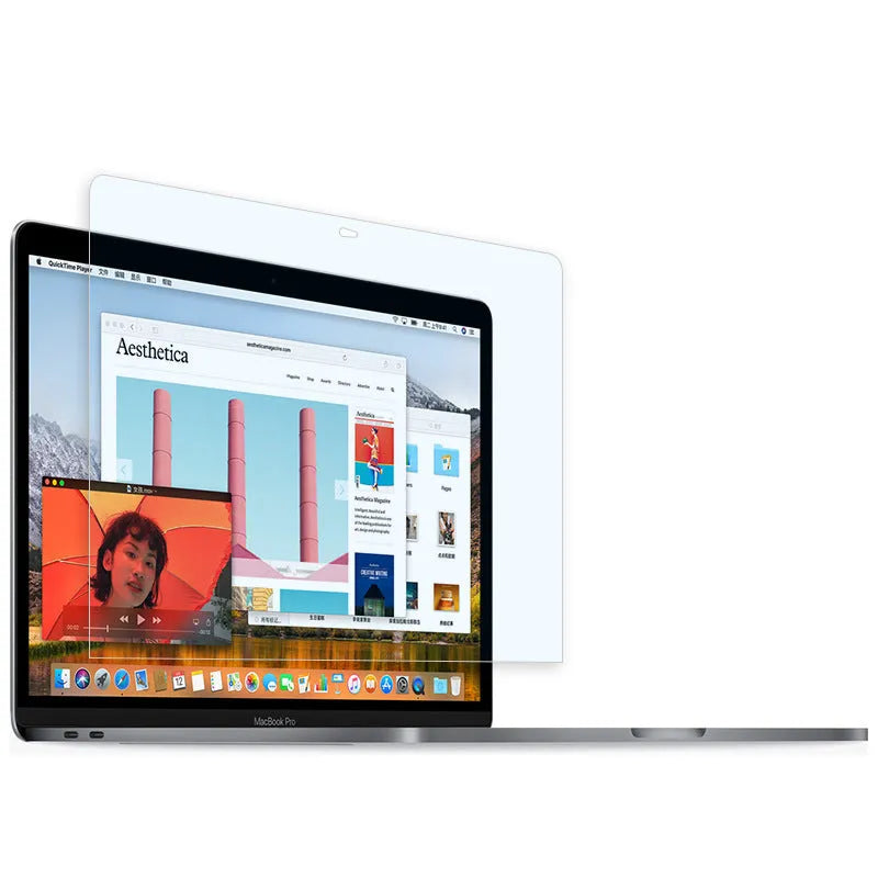 Matte anti-glare screen protector film for 13-inch MacBook Pro with installation tools.