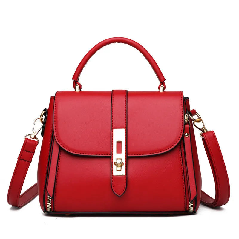 Women's vertical square messenger shoulder bag in soft PU leather with interior lining