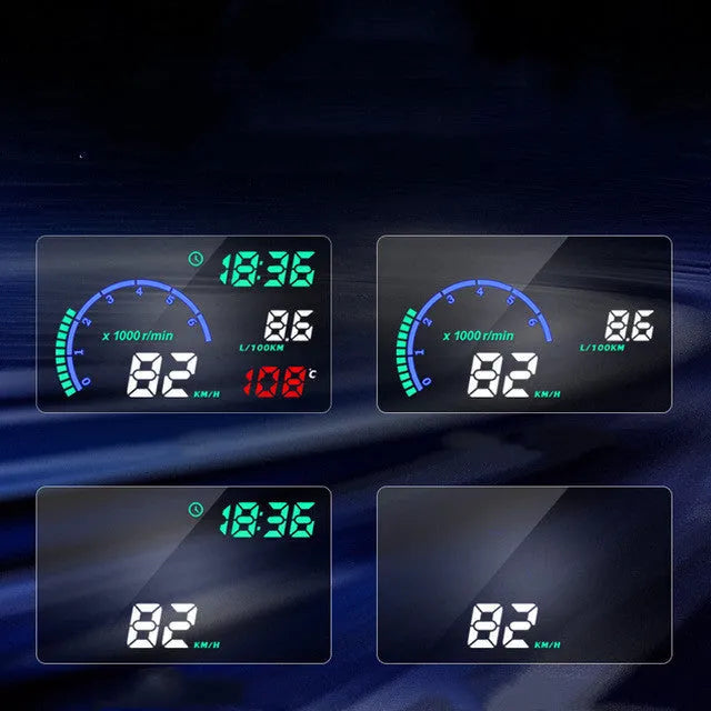 New I9 5.5 inch plastic car head up display OBD monitor showing speed and fuel data