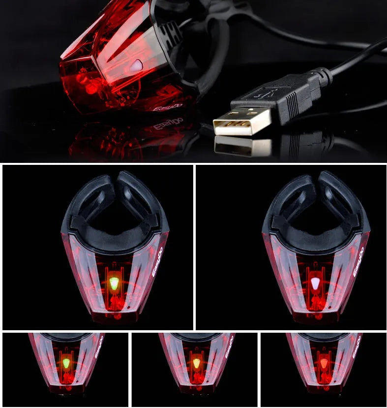 Bicycle tail light with 3 LED lamp beads, 3 modes, IPX-4 waterproof, 62x43x38mm, black plastic housing
