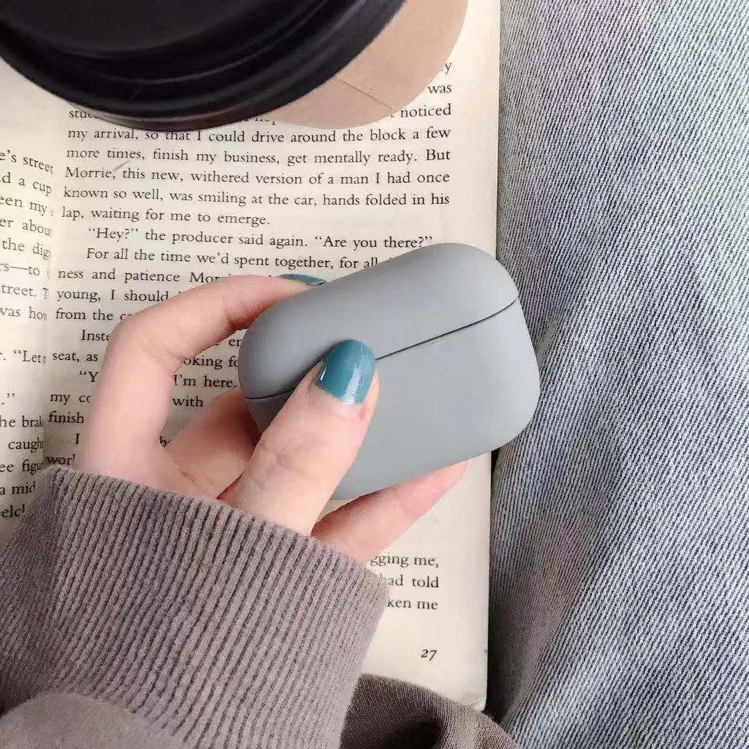 Plastic protective case for AirPods Pro shown in multiple colour options