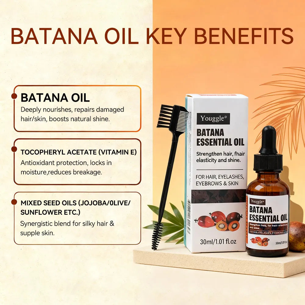 30ml bottle of organic batana essential oil for hair repair and growth
