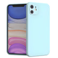 Silicone liquid phone case in black with four reinforced corners for iPhone drop protection, soft TPU finish