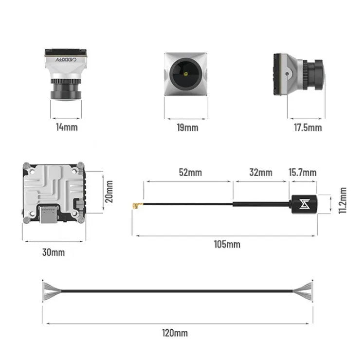 Caddx ADAPTS DJI FPV digital transmission machine silver kit with Polar Vista module and mounting hardware