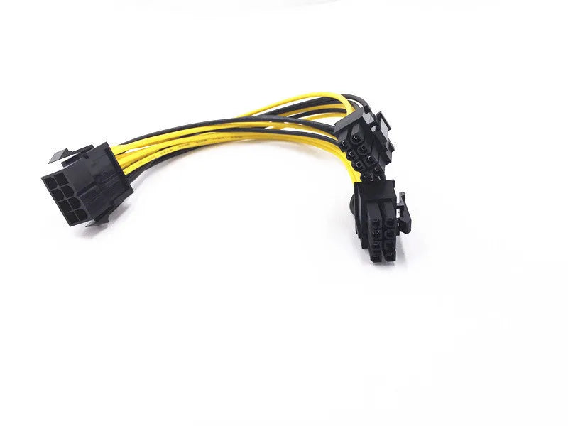 Graphics card power adapter cable with 8-pin female to dual 8-pin male connectors and 21cm oxygen-free copper wiring