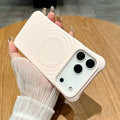 Wave ripple magnetic suction liquid silicone phone case in pink for iPhone 15 Pro Max all-inclusive cover