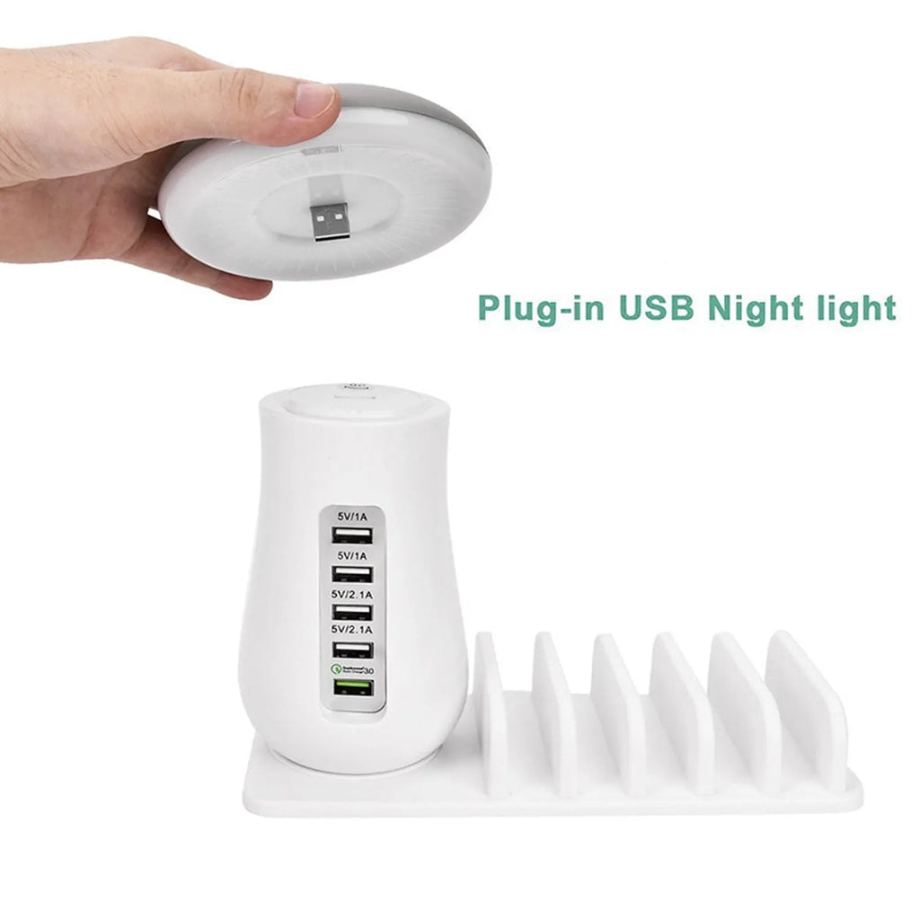 Mushroom-shaped 5-port USB charging dock station with LED lamp for Android Galaxy devices