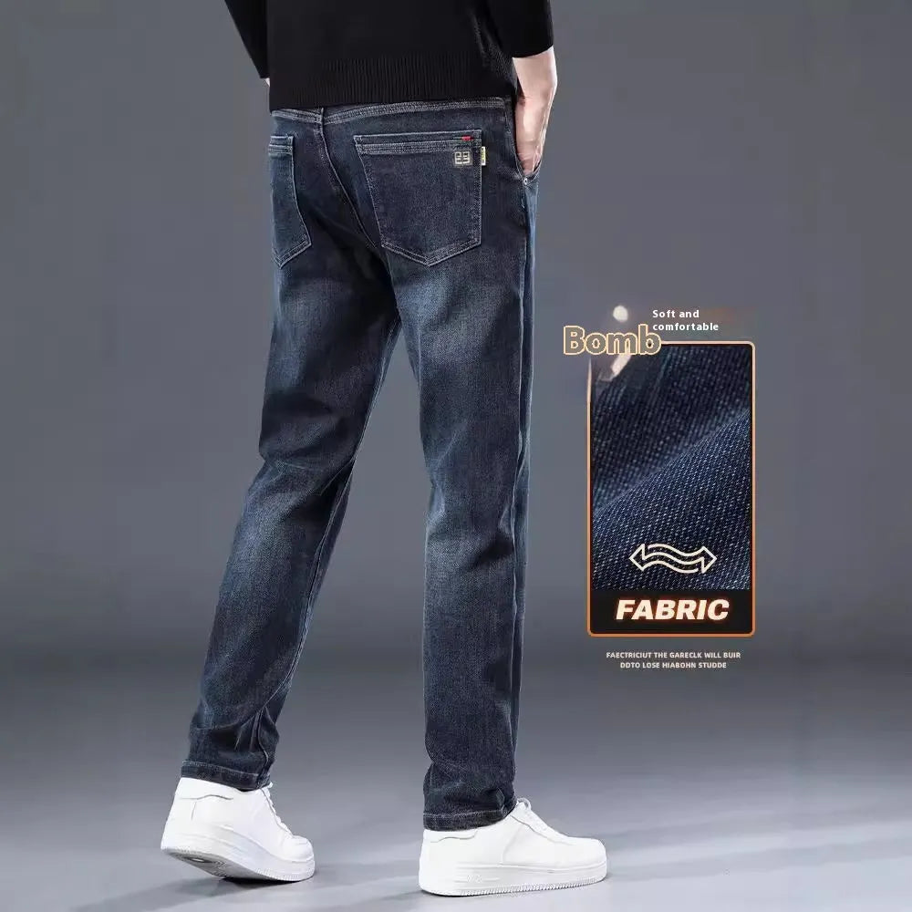 Women's straight leg trousers in blue grey with micro-elastic polyester fabric