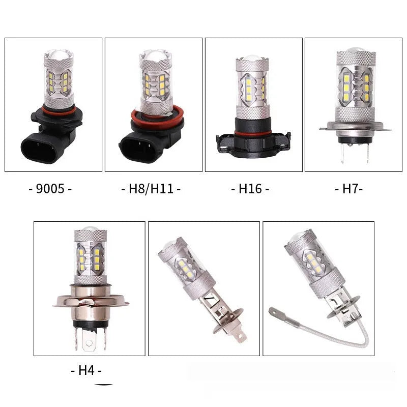White 6000K car front fog light with aluminium housing, 47x70mm, universal bulb base fit