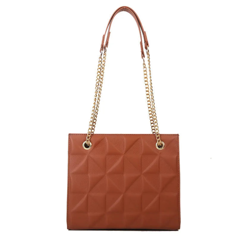 Women's PU shoulder messenger bag, horizontal square, plaid and rhombus pattern, open pocket and phone bag, six colours