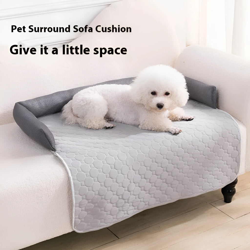 Pet sofa cushion in light grey, 75x75cm Ice Silk cooling mat for dogs and cats