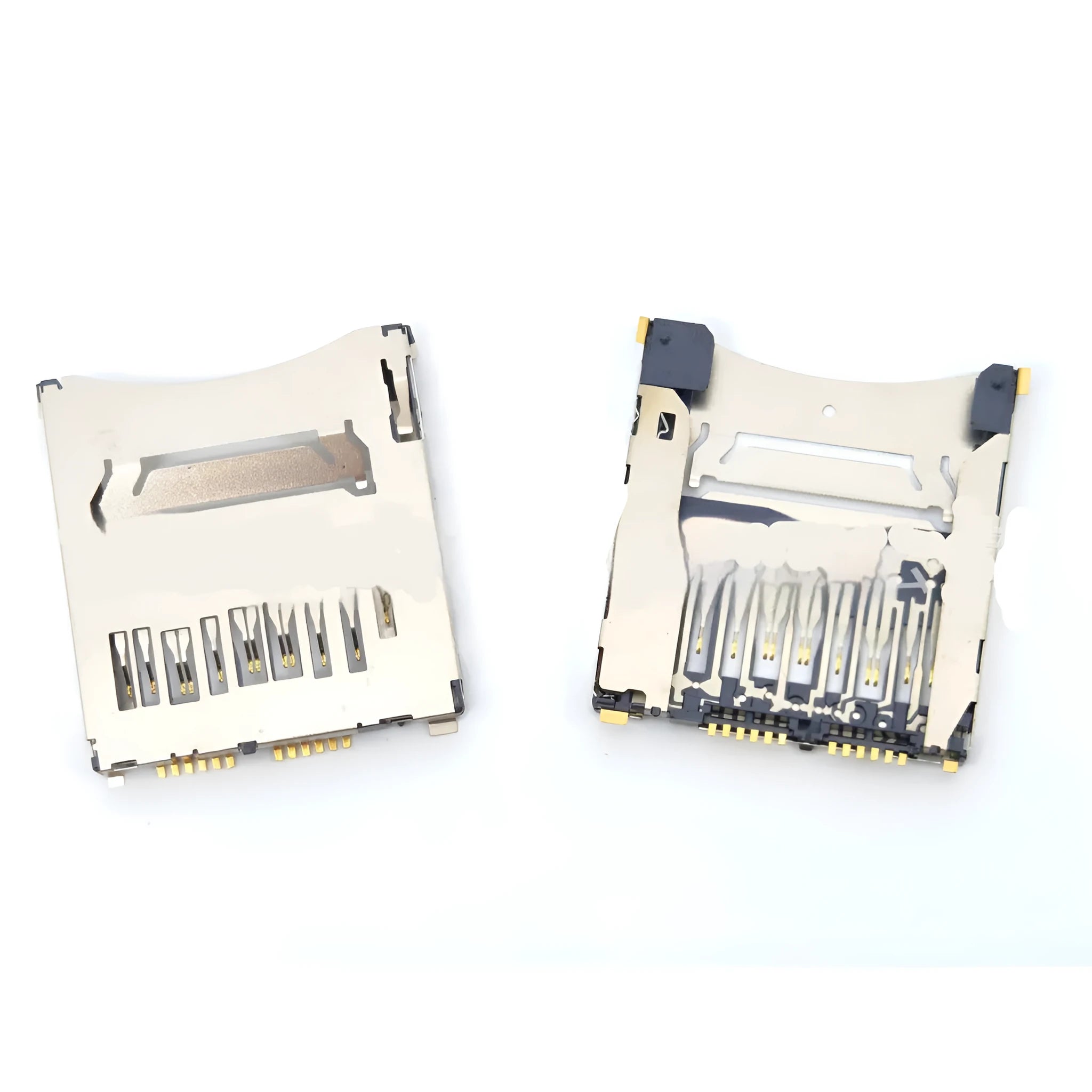 Alloy camera memory card slot component showing high foot and low foot height options