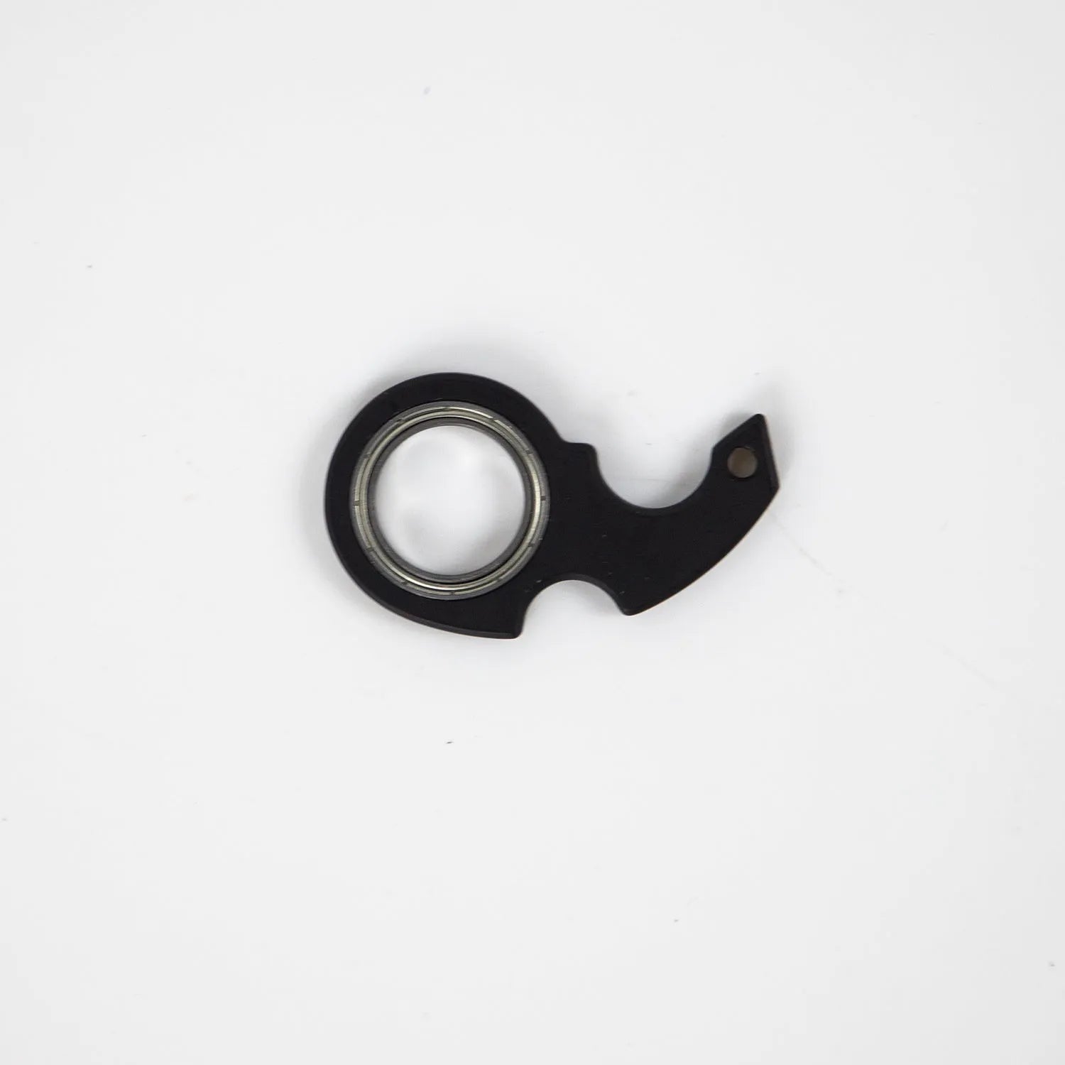 Creative fidget spinner keychain in black with plastic and zinc alloy construction, featuring a bottle opener