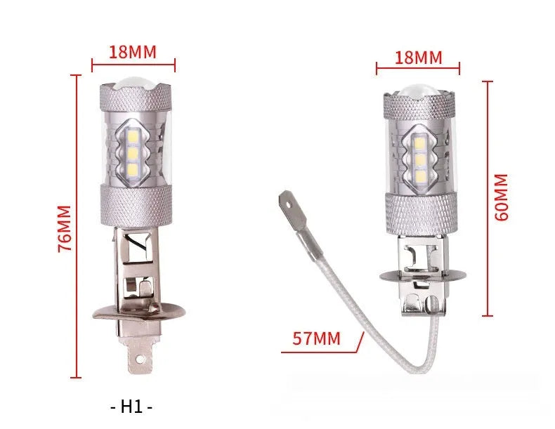 White 6000K car front fog light with aluminium housing, 47x70mm, universal bulb base fit