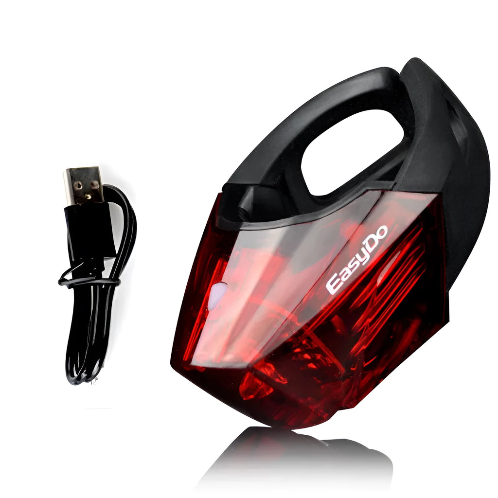 Bicycle tail light with 3 LED lamp beads, 3 modes, IPX-4 waterproof, 62x43x38mm, black plastic housing