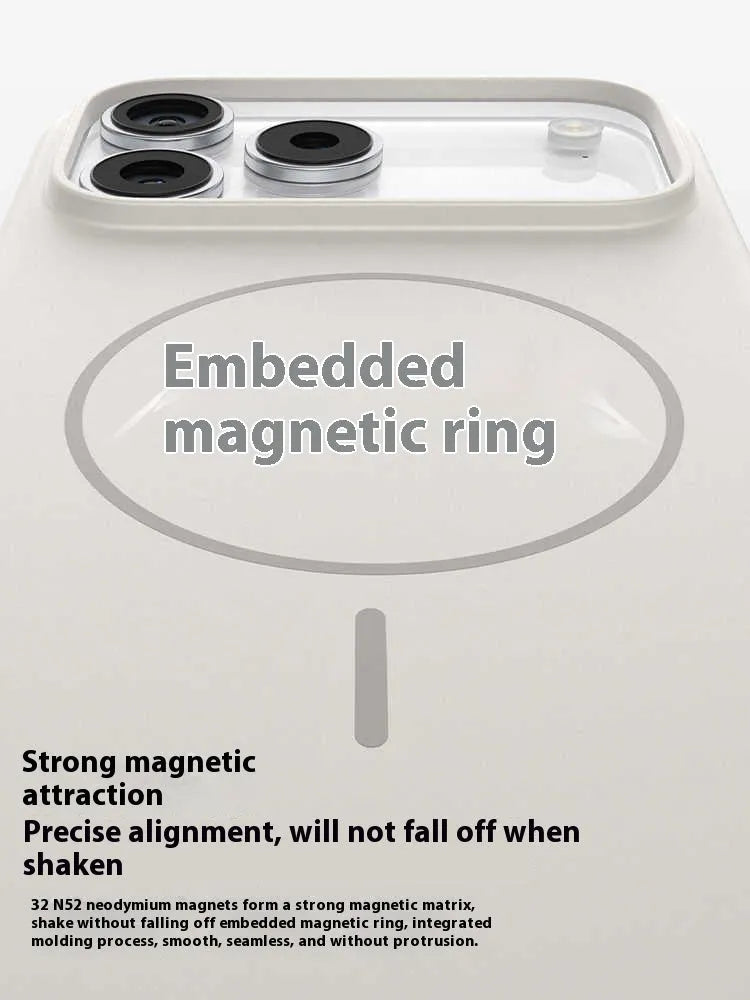 Frosted matte magnetic protective case for iPhone 17 series in black colour showing camera button protection
