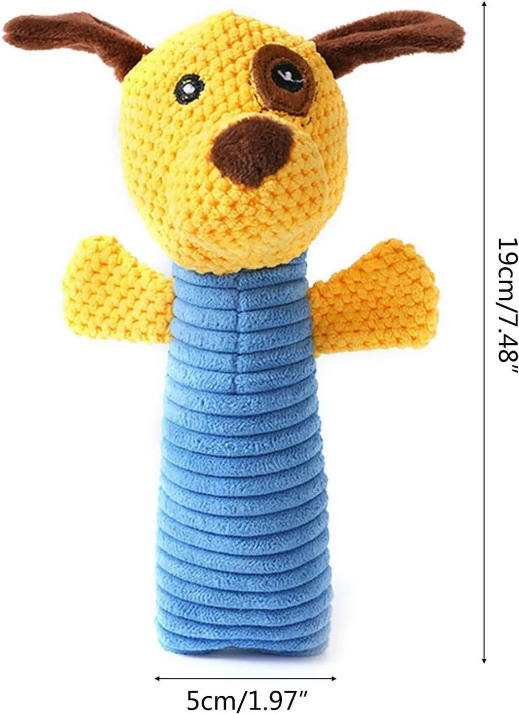 Soft plush squeaky dog chew toy in animal shape with dental cleaning function
