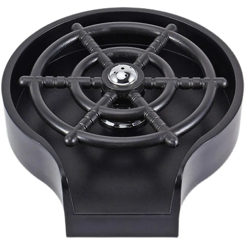 Bar counter cup washer with high-pressure spray nozzle and five-hole head in black and white colour options