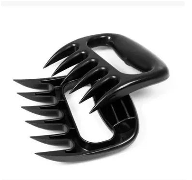 Two black bear claw design meat shredder forks with decorative patterns