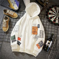Printed hoodie long sleeve pullover with hood, cotton blend, 85% polyester, eight colours, sizes M to 5XL