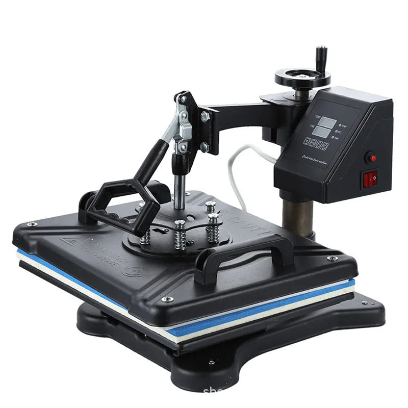 Black thermal transfer printing machine for t-shirt and fabric customisation with 70x70x35cm dimensions