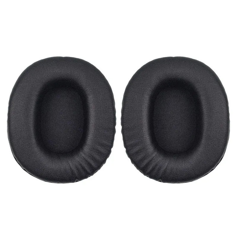 Black soft PU leather replacement earpads for Sony 1R headphones, showing a set of two pieces.