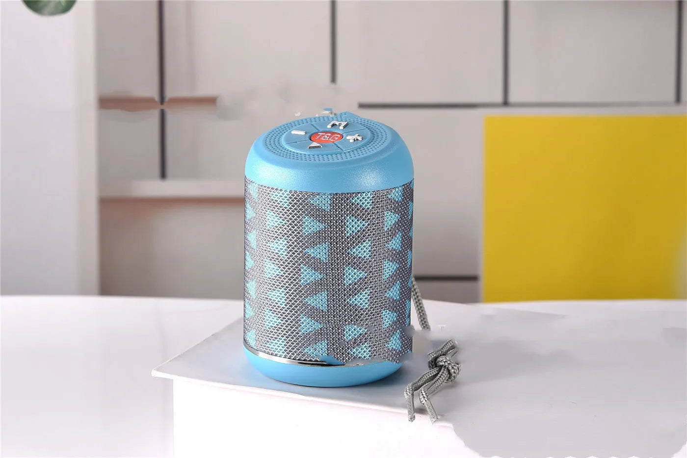 Portable outdoor Bluetooth subwoofer in multiple colours with radio, card playback, and call functions.