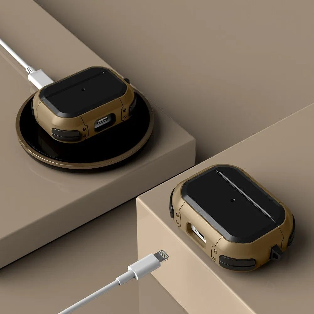 AirPods protective shell in multiple colours showing TPU and PC construction for AirPods 1, 2 and Pro models