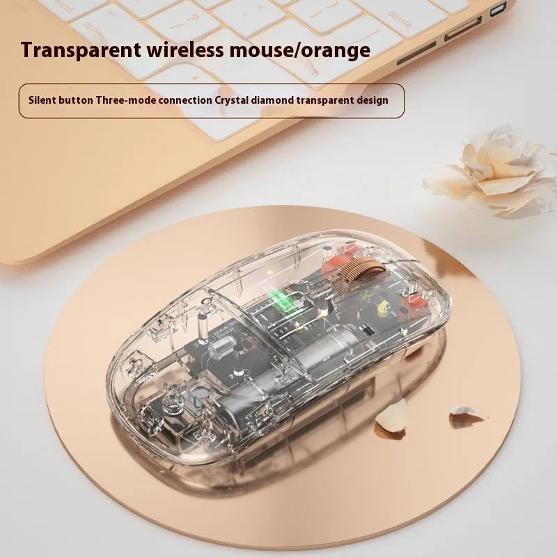 Self-charging Bluetooth mouse in silver with three-mode connection for tablet and laptop use