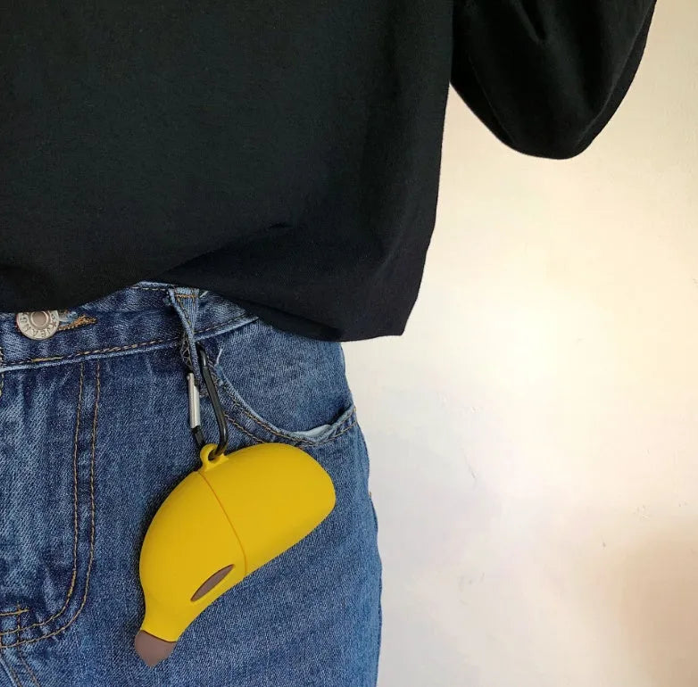 Yellow banana design silicone protective case for compatible AirPods Pro wireless headphones