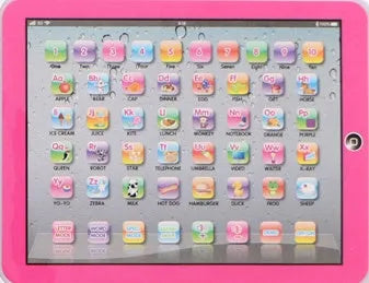 Student activity pad in blue, pink, black, and white measuring 24.3 by 1 by 19 cm