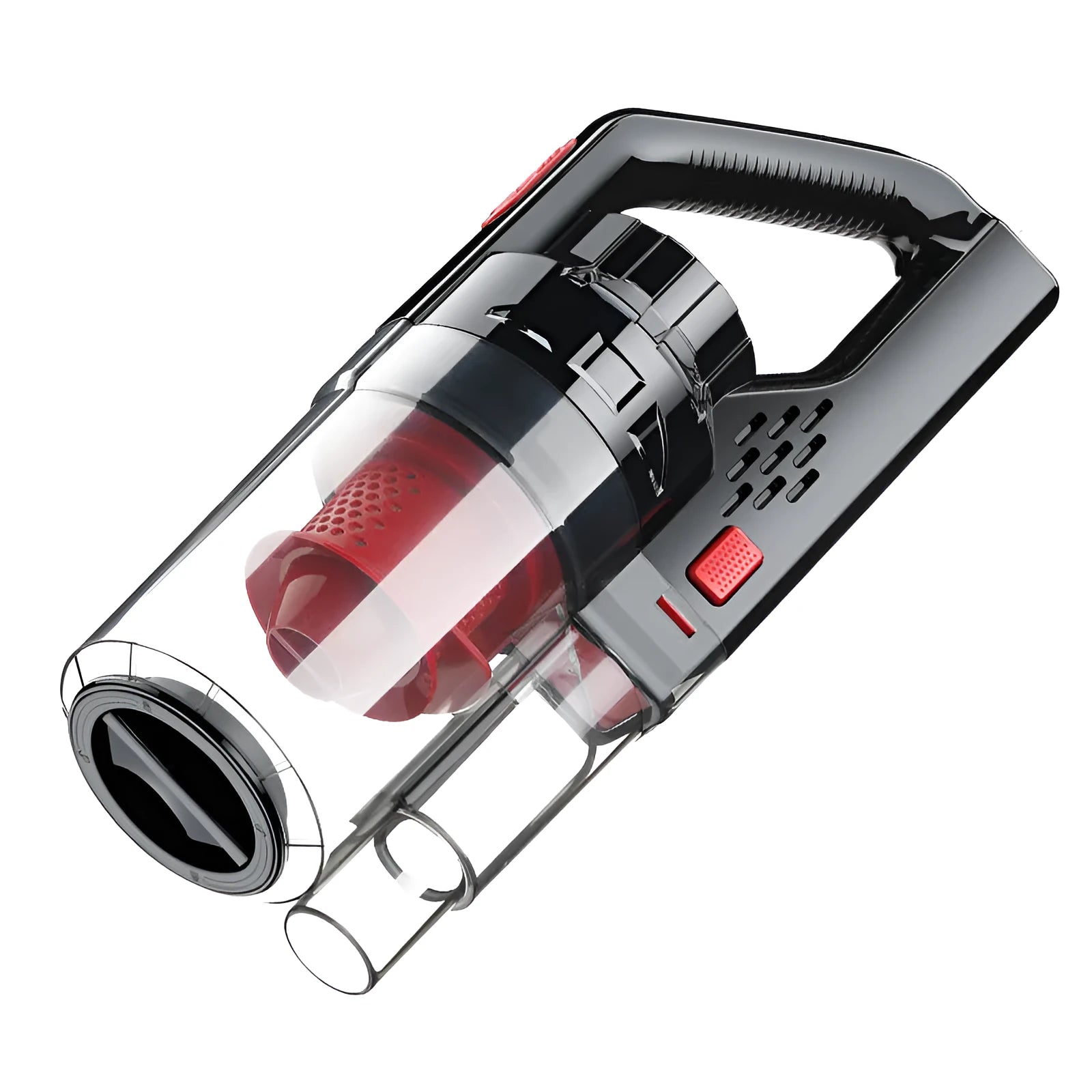 Wired grey and red portable car vacuum cleaner with PC body