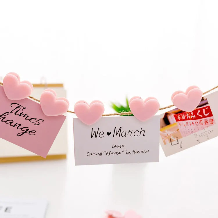 Pink heart love clip 3.2cm by 2.5cm and about 4.5g net for photo and craft decoration