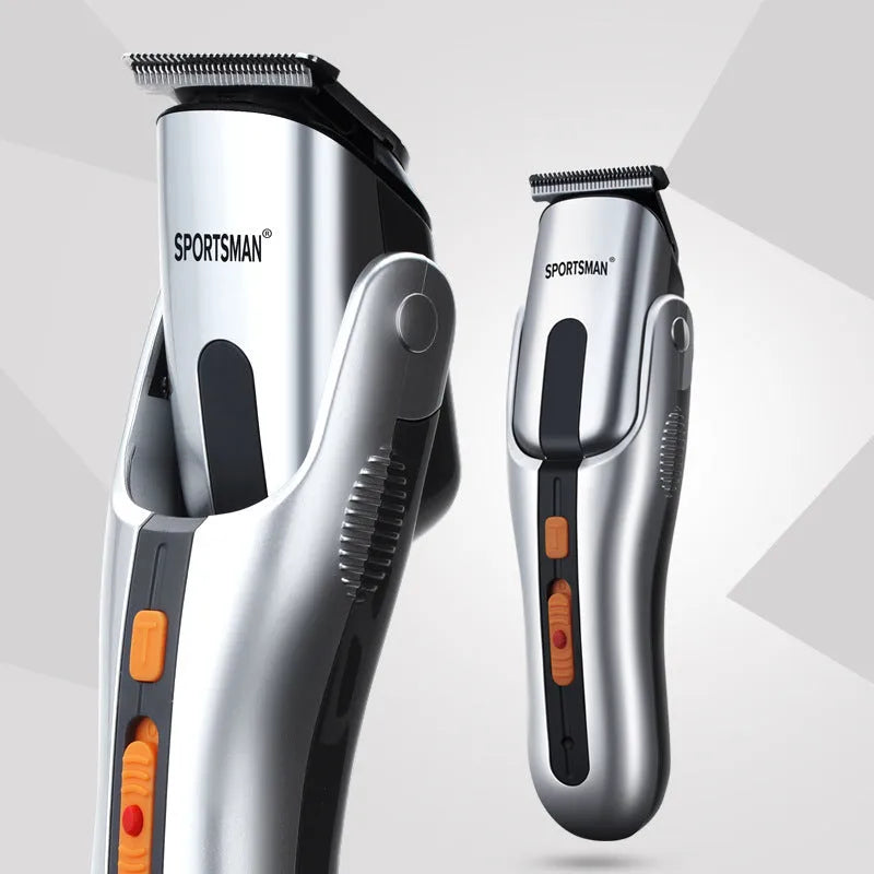 Silver electric hair clipper with high-efficiency alloy sharp angle cutter head