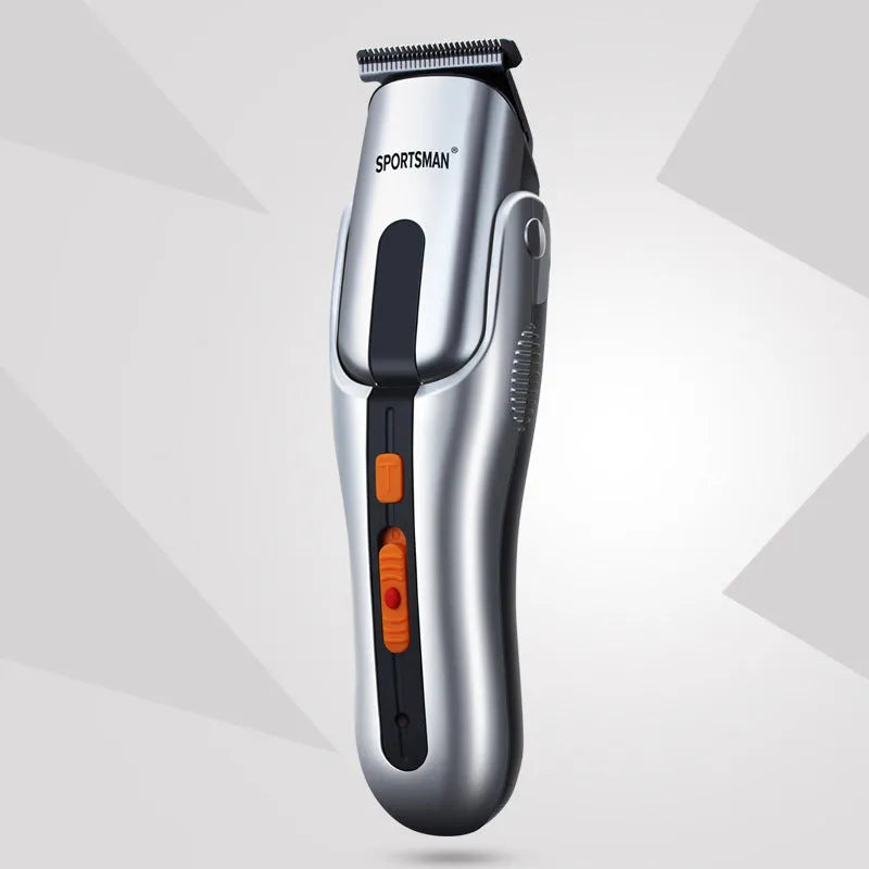 Silver electric hair clipper with high-efficiency alloy sharp angle cutter head
