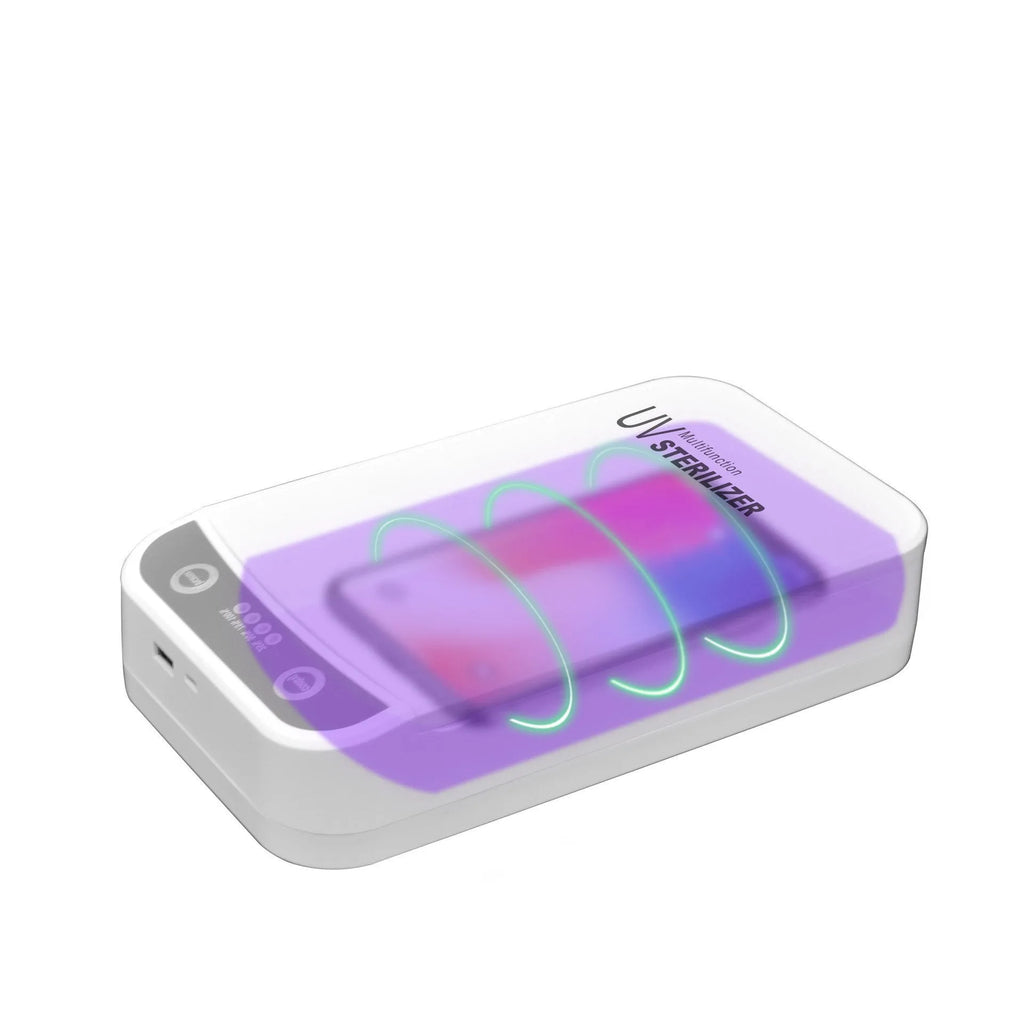 UV disinfection box for mobile phones with four UV-C lamps, dimensions 218x123x53mm