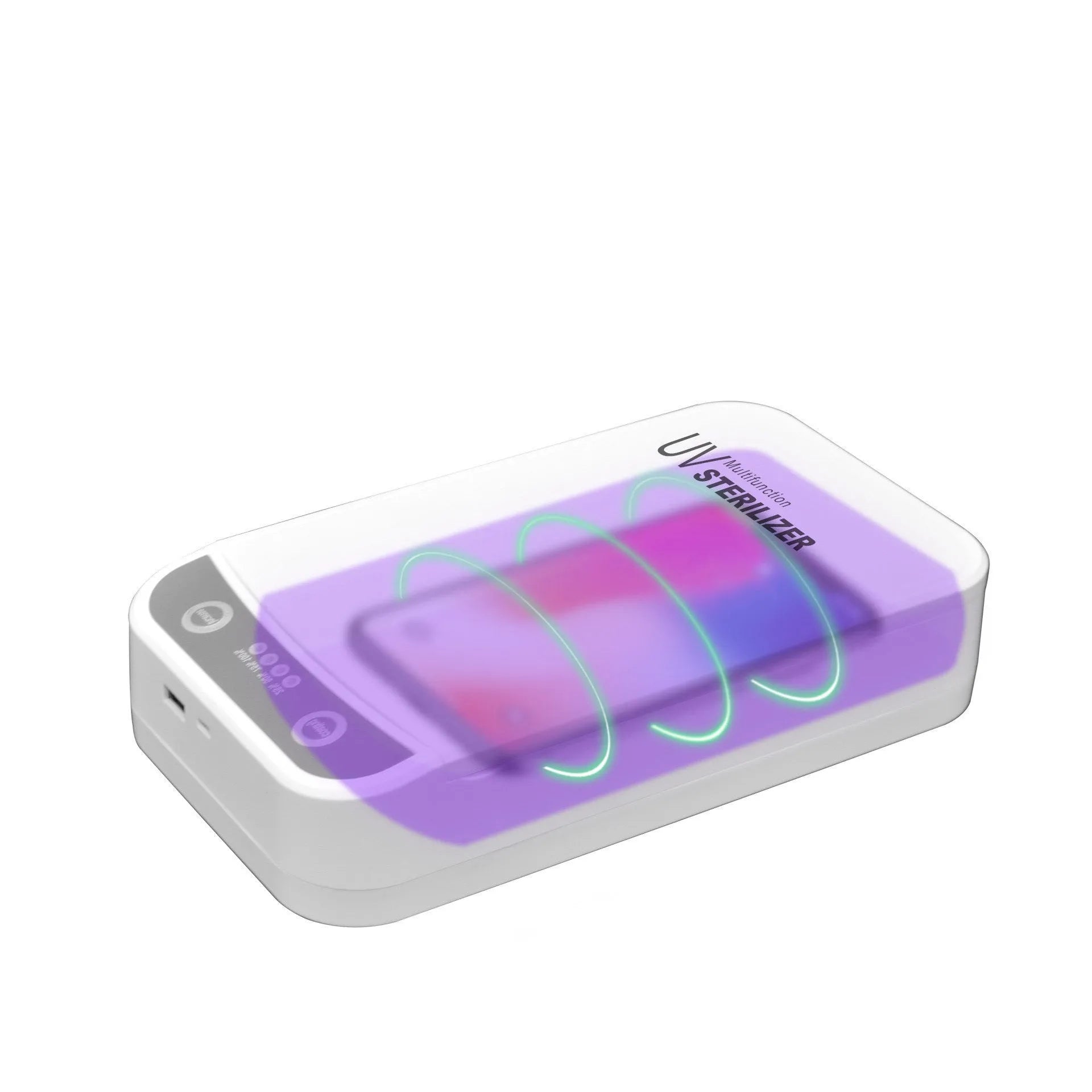 UV disinfection box for mobile phones with four UV-C lamps, dimensions 218x123x53mm