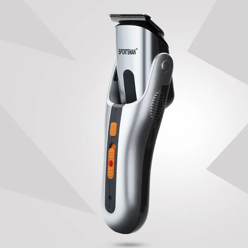 Silver electric hair clipper with high-efficiency alloy sharp angle cutter head