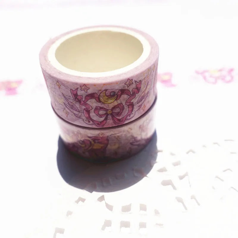 Roll of Japanese paper tape 5m x 1.5cm with decorative pattern on release paper