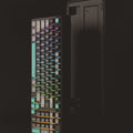 USB wired desktop computer keyboard with luminous keys in ABS plastic casing showing colour options